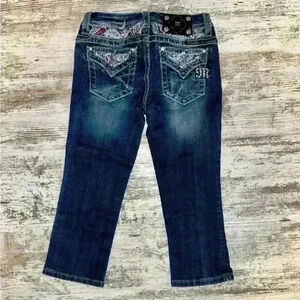 Miss me Girls cropped  blue Jean‎ capris size 14